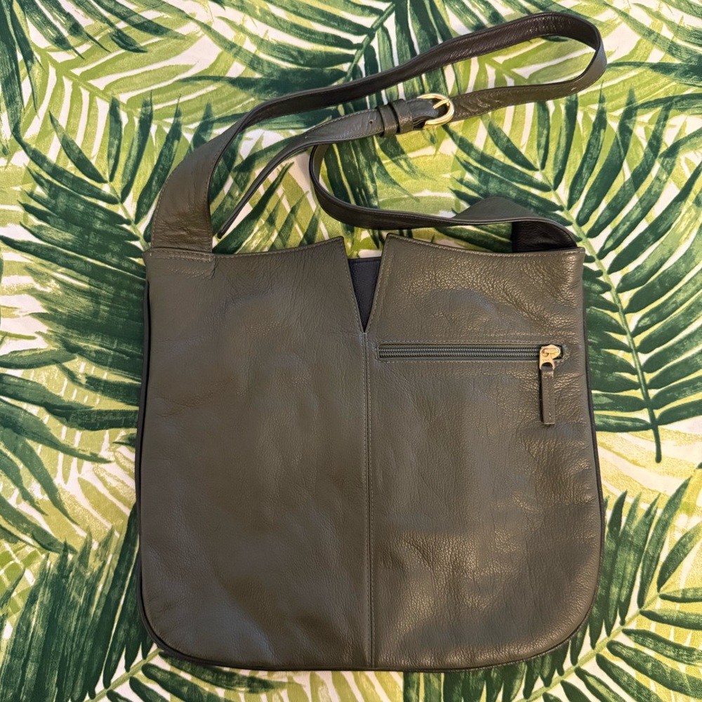 Olive Green Leather Messenger Bag